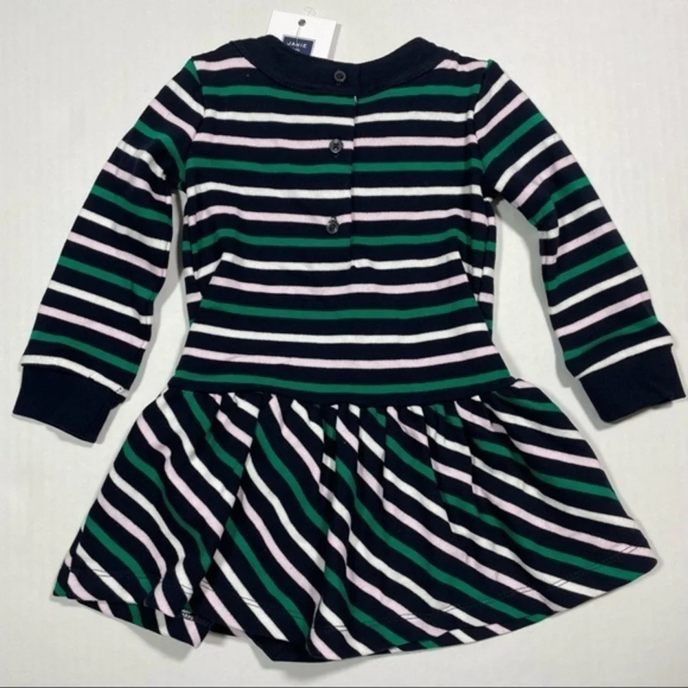 Janie and Jack Long Sleeve Stripe Dress Size 12-18 months Blue